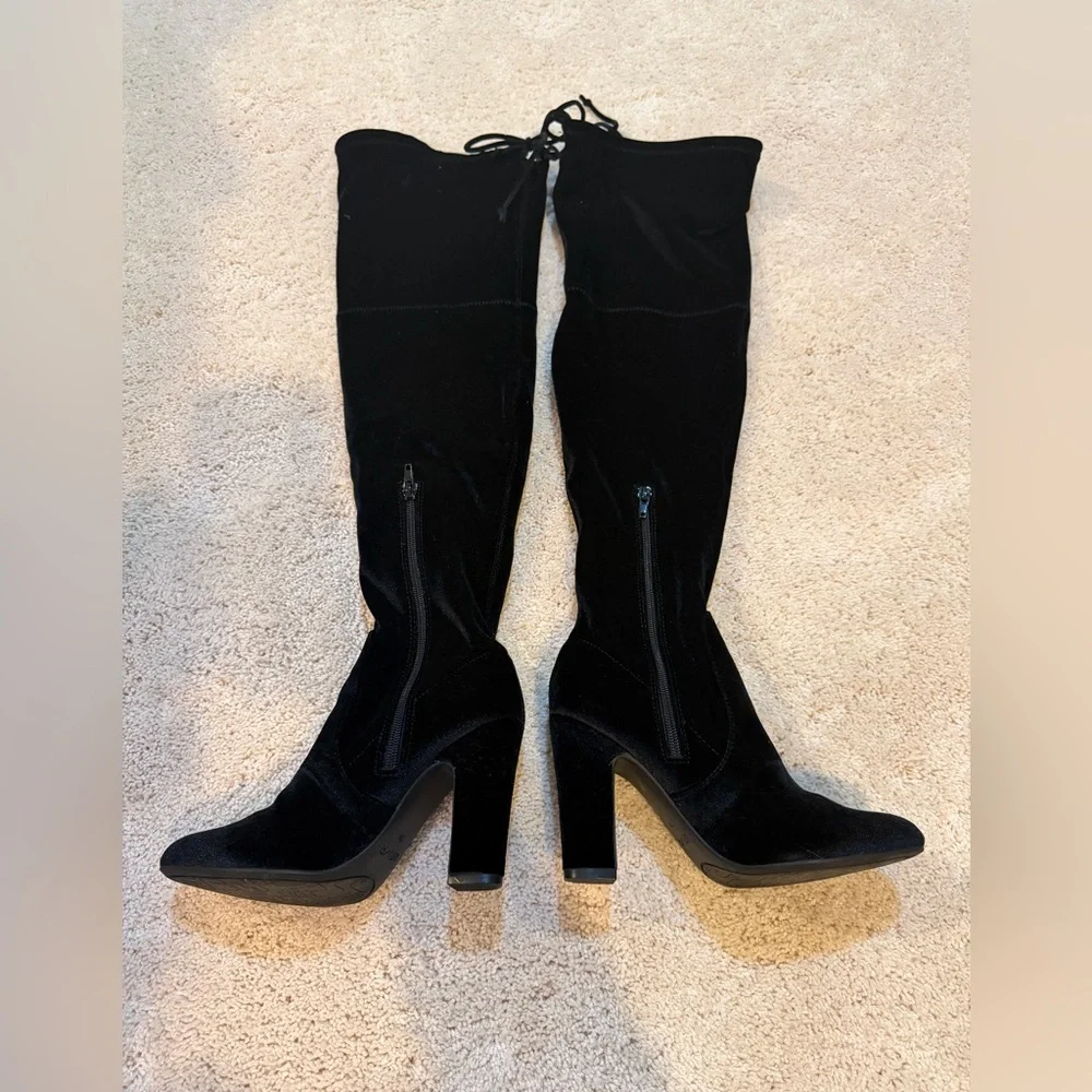 Black Velvet Over the Knee High UNISA Women's High Heel Boots Size 7